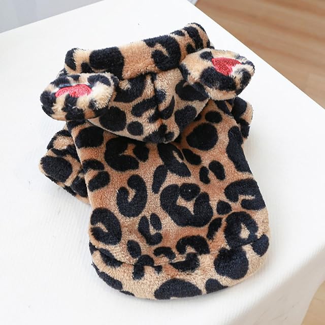 Foto 7 de 8 de Abrigo con capucha para perro, diseño de leopardo, sudadera con capucha, ropa acogedora para invierno