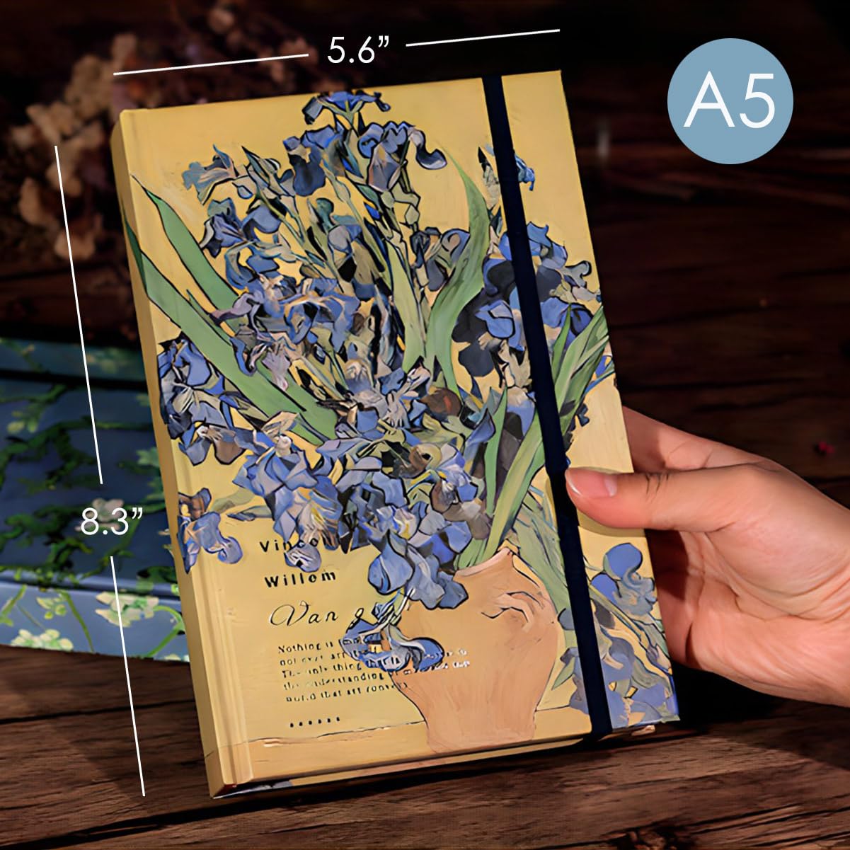 ipoul Blank Journal, Art Journal, Sketch book, 130gsm, Thick Paper Sketchbook, A5, Hardcover, Drawing Notebook, Blank Page, Lay Flat, Unlined, Van Gogh Irises, Sketch Books for Adults - Image 3