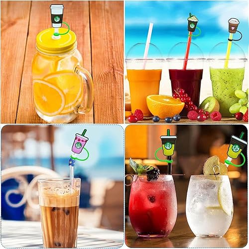 Miniatura 4 de BUKBUVLO Straw Cover Cap Set of 8, Reusable Silicone Straw Topper Compatible with Stanley 30 oz 40 oz Tumbler, 8mm Straw Top Covers for Water Cups