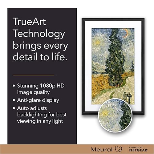 Miniatura 6 de Netgear Meural Canvas II - Lienzo digital HD de 27 pulgadas 19 x 29 marco negro con soporte giratorio y tarjeta de membresía anual MC327BLS