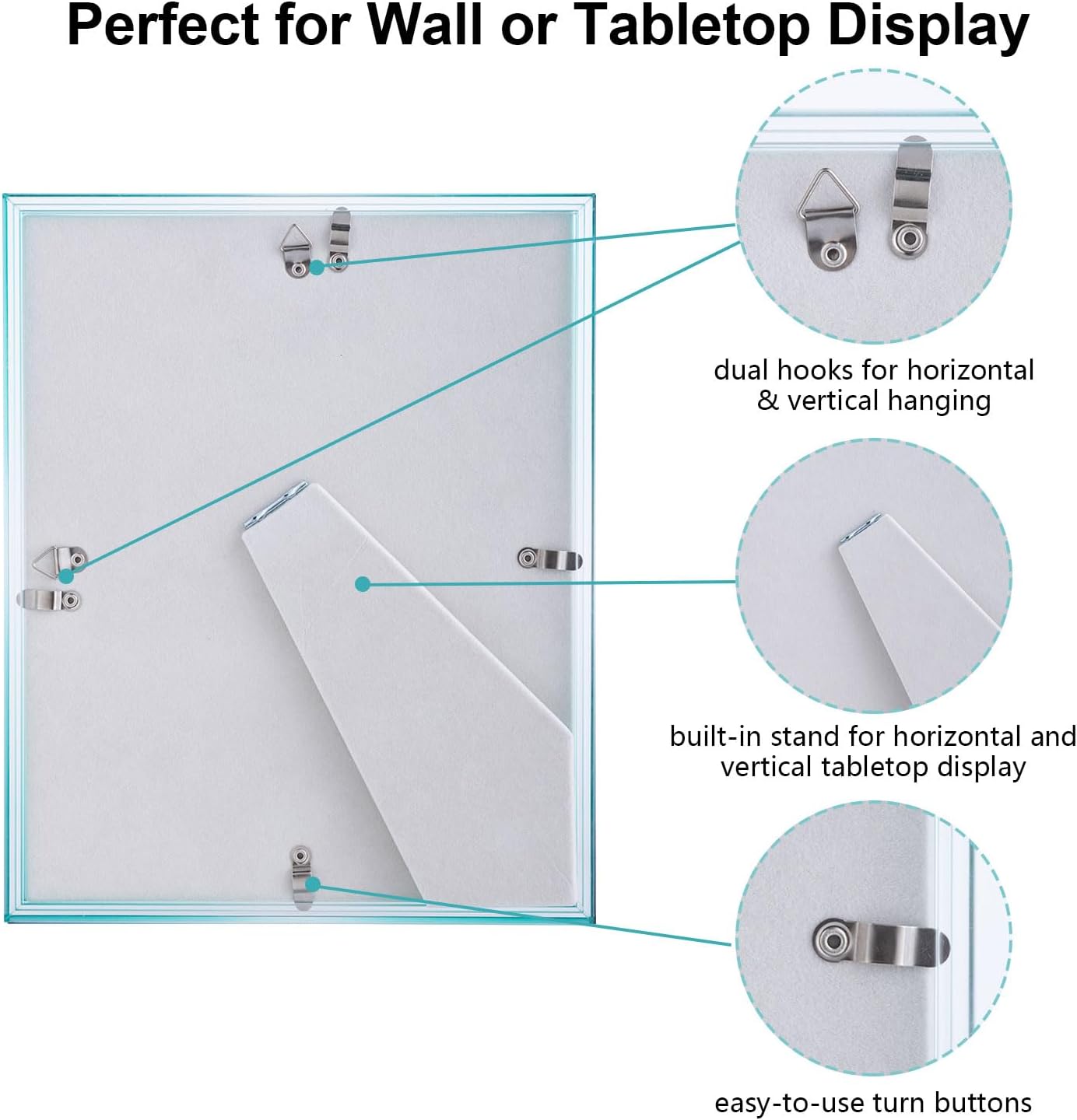 Gradient 5x7 Acrylic Picture Frame - Fits 4x6 with Mat or 5x7 without Mat, with Tabletop Stand & Wall Mount for Home Office Decor, Green, 1Pack