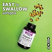 Vista 4 de Bluebonnet Nutrition Vitamina E 400 UI (268 mg) Cápsulas blandas mixtas de tocoferoles, portección de radicales libres y soporte cardiovascular, sin