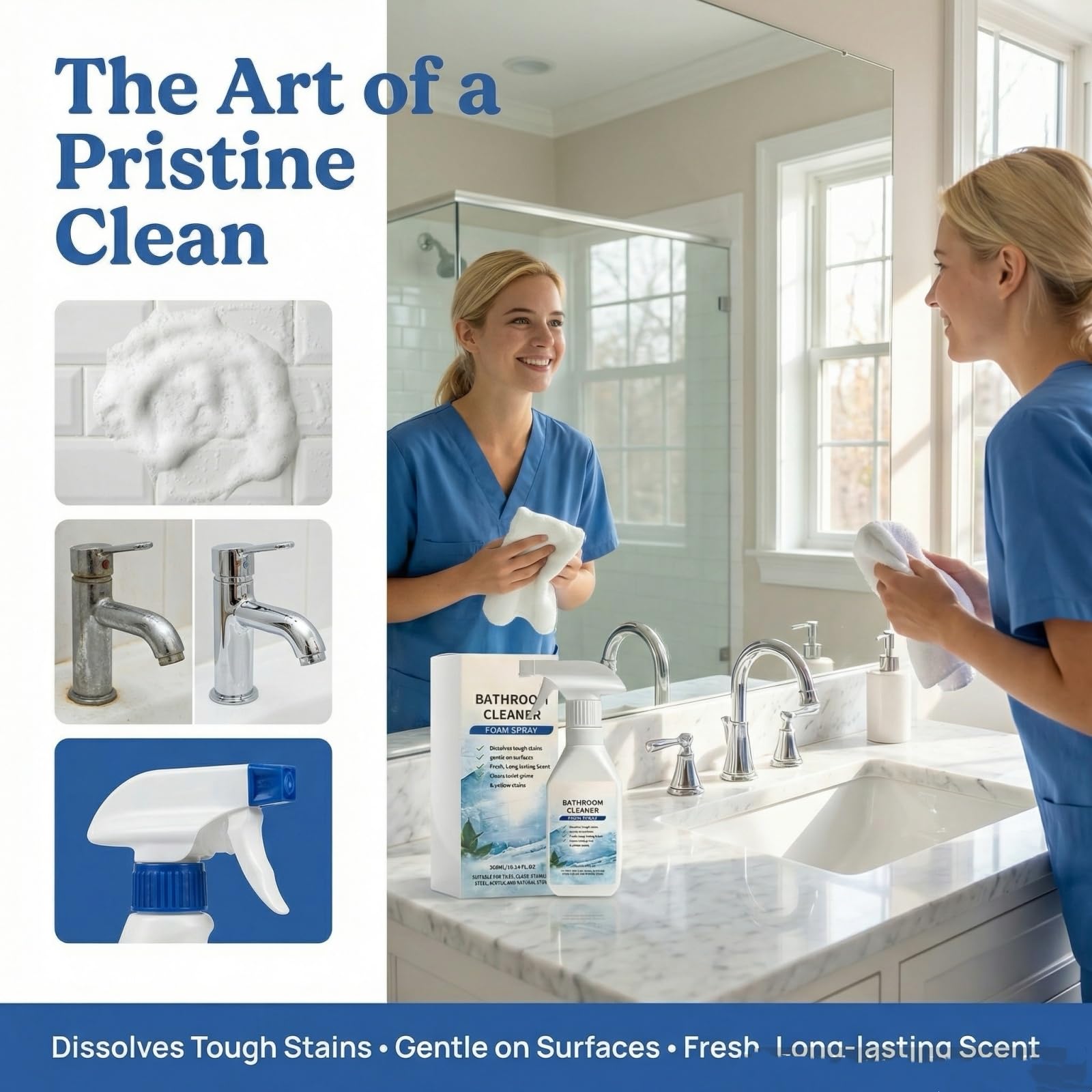 Spray Detergente Schiumogeno Anticalcare per il Bagno – Potente Anticalcare ad Azione Rapida – Soluzione Multisuperficie per Docce, Vetri, Piastrelle, Acciaio Inox, Rubinetteria e Lavandini (2 pcs)