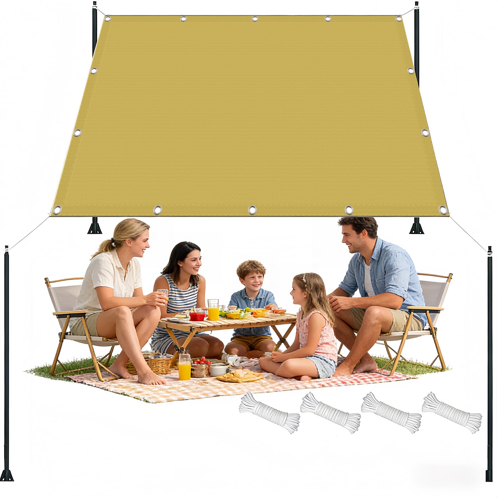 Toile d'ombrage 280 x 900 cm imperméable jaune sable pour jardin