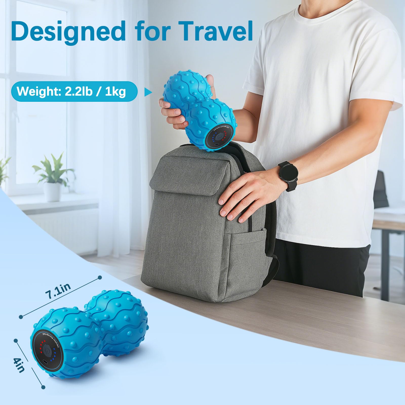 Erdnuss-Massageball, multifunktionaler vibrierender Massageball mit fünf Gängen, Händen, Hinterbeine und anderen Teilen