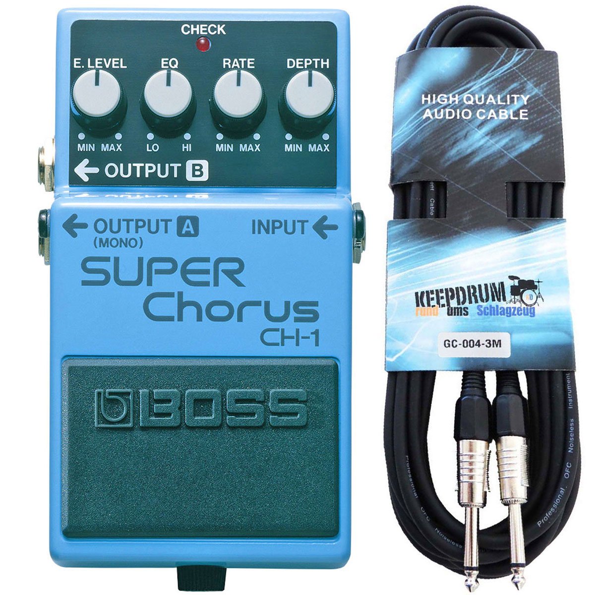 Boss CH-1 Super Chorus Stereo + keepdrum Gitarrenkabel 3m