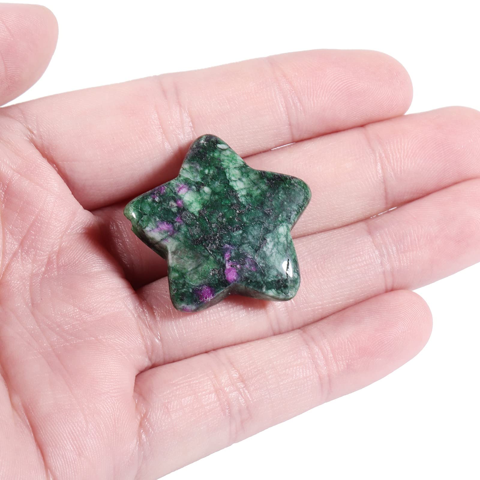 5 Stück Reiki-Kristallsterne, polierte Handflächen-Handschmeichler für Chakra-Balance, DIY-Schmuckherstellung, Meditation, Rubin in Fuchsit