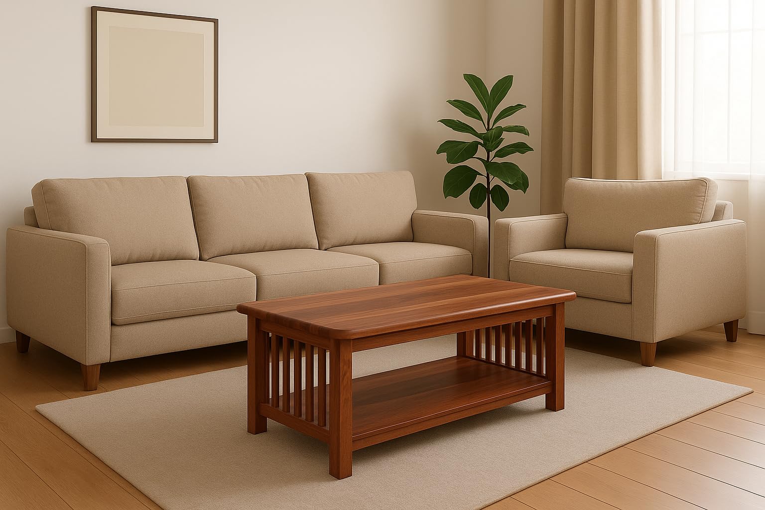 Sheesham Wood Centre Table for Living Room | Wooden Center Table | Lounge Teapoy Table for Office | Rectangular Coffee Table | Modern Sofa Table for Hall with Shelf Storage | Honey Finish