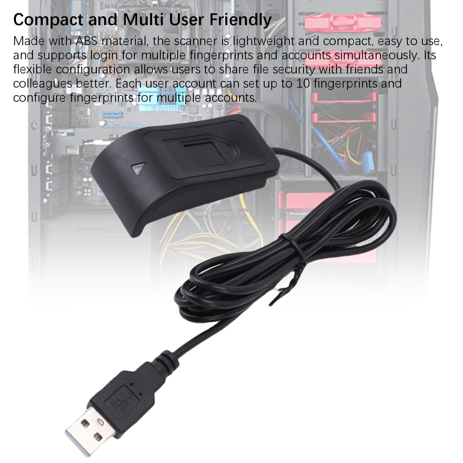 VBESTLIFE USB Fingerprint Reader para Wins 10 11, GANA el Dongle de PC de Escáner de Huellas Digitales Hello