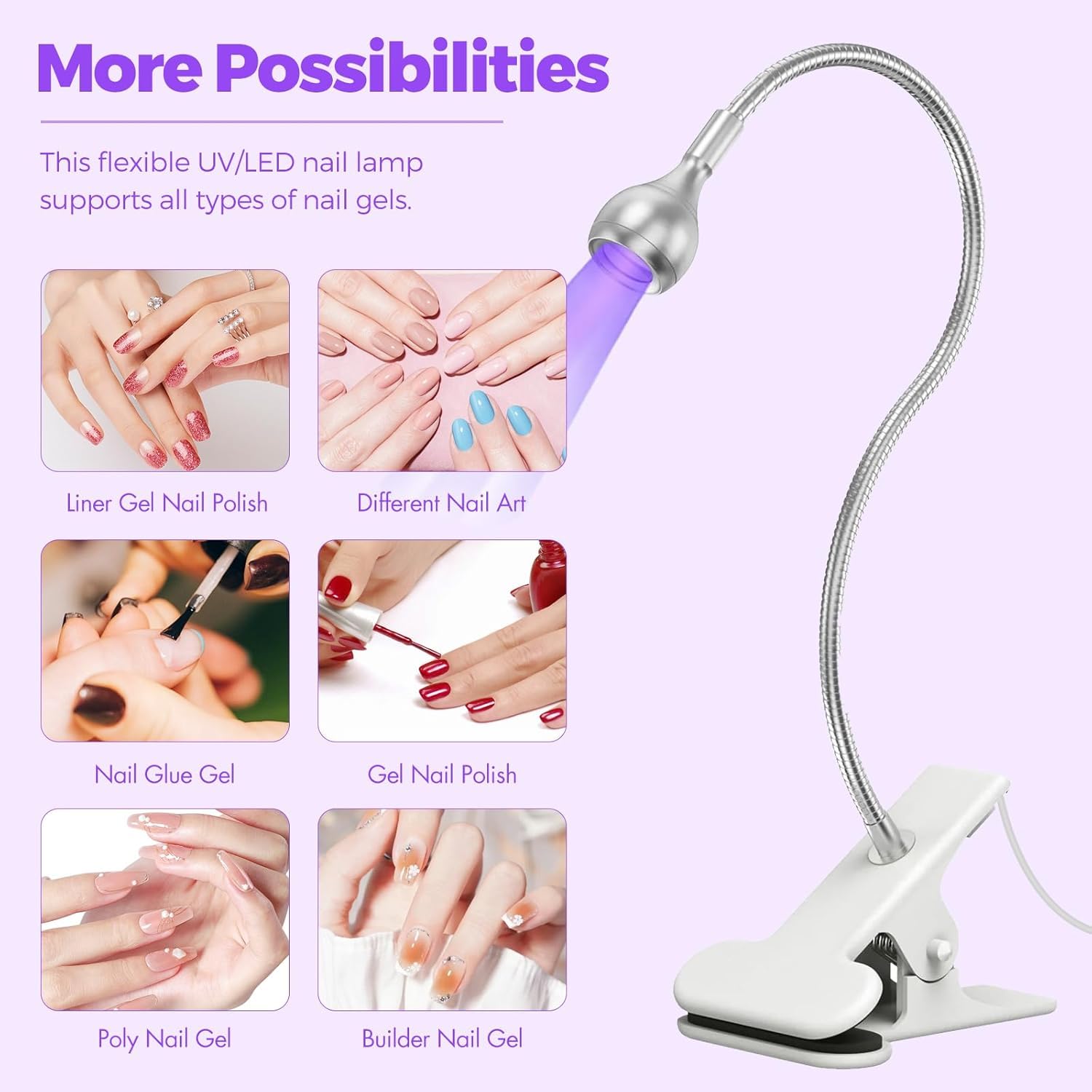 Lampada UV Led Unghie, 5W Mini Essiccatore per Unghie UV per unghie in gel lampada per colla ultravioletta professionale americana con testa rotante a 360 gradi per manicure a dita asciutte