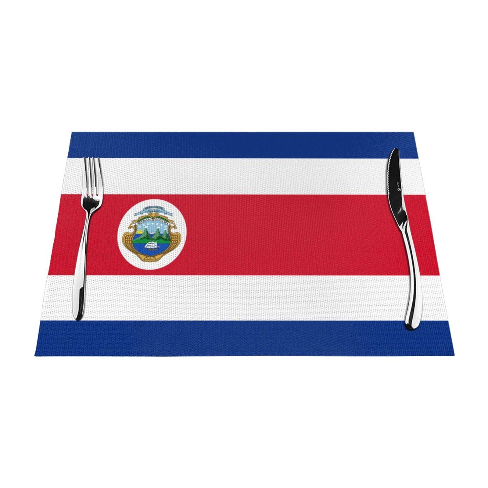 PVC Placemat Set of 1 PCS, 45x30 CM, Costa Rica Flag Printed Non-Slip Heat Resistant Place Mats for Kitchen Dining Table Indoor Outdoor
