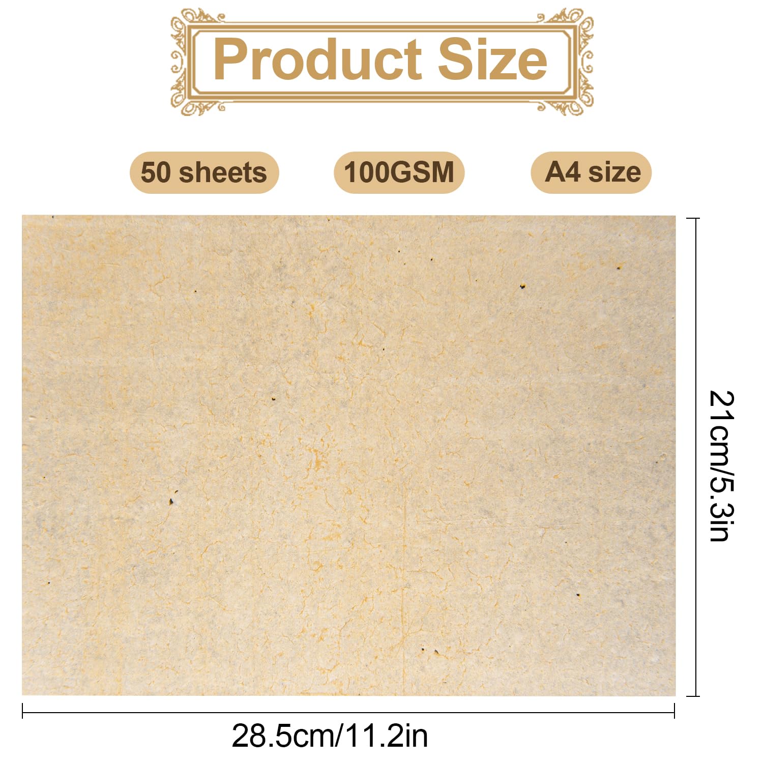 Papier parchemin vintage A4 100 g/m² Lot de 50 feuilles pour imprimantes et loisirs créatifs