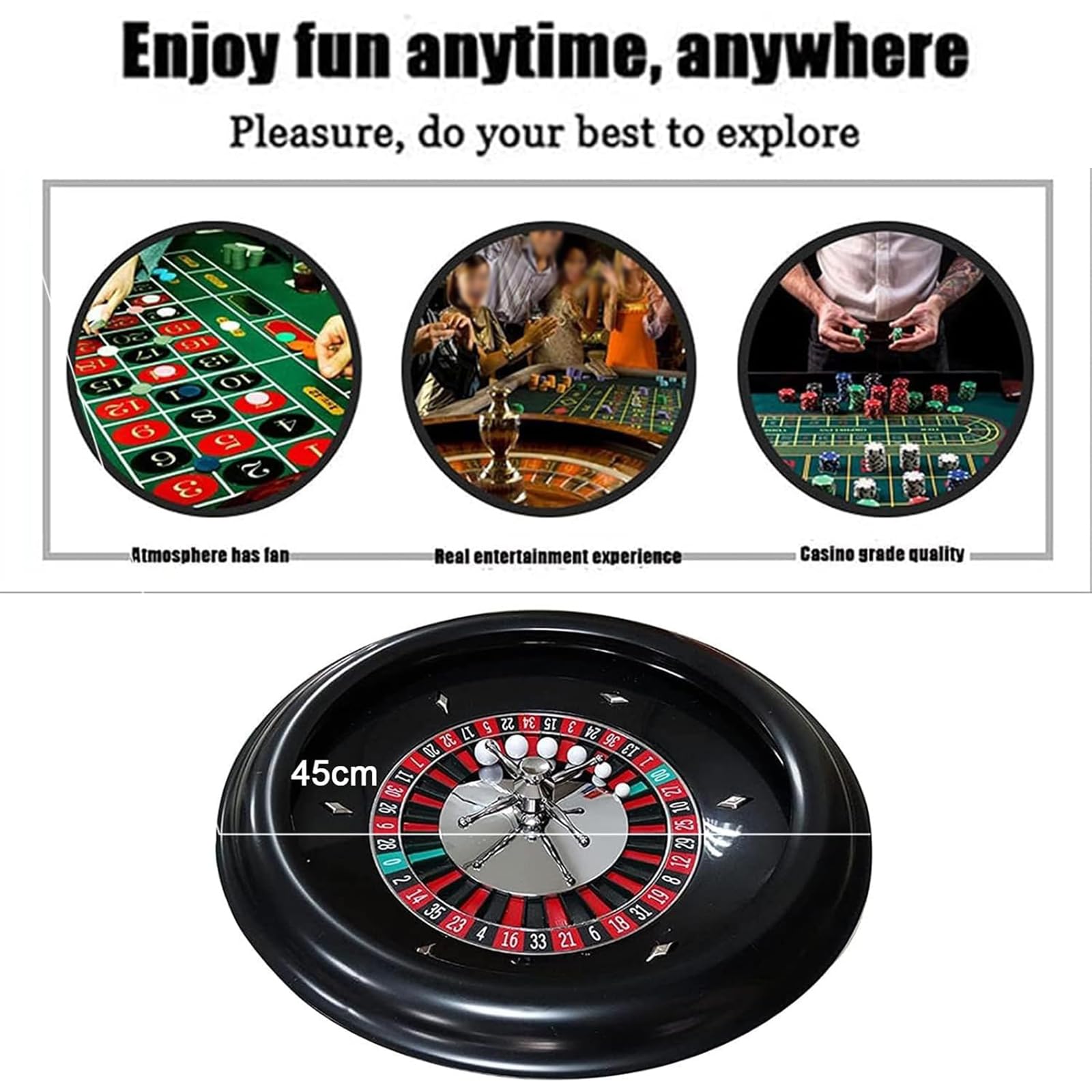 Generisch Hölzernes Roulette-Rad Roulette Aus Plastik Tischspiel Plattenspieler Roulette Radsatz Roulette Spiel Casino Set Roulette Rad Lässige Tischspiele Für Kinder Und Erwachsene,Without pad