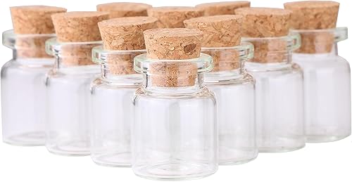 Miniatura 2 de MaxMau 100 Count Small Glass Bottles with Corks,5ml Tiny Vials Clear Mini Jars Wooden Stopper for Art Crafts Storage Party Decoration Wedding Favors