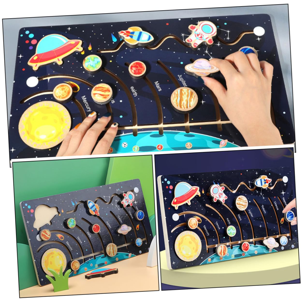 Mipcase Puzzle Solare in Legno Pianeti, Gioco Educativo per Ragazzo Ragazza, Attività Prescolare di Scienza