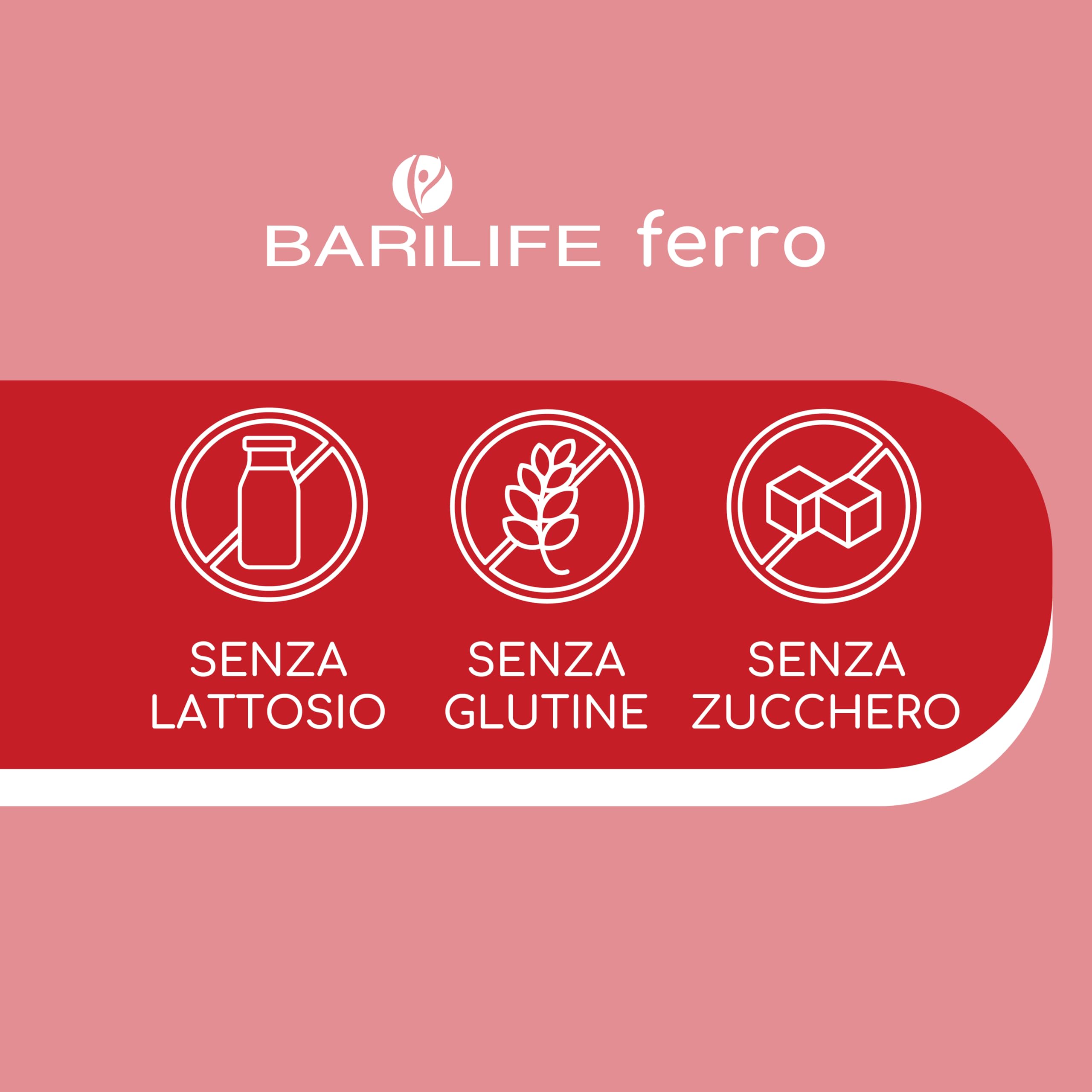 Barilife - Ferro - Integratore di Ferro Microincapsulato con Acido Folico, Vitamina C e Rame - Compresse al Gusto Fragola-Lampone, Senza Glutine e Zuccheri