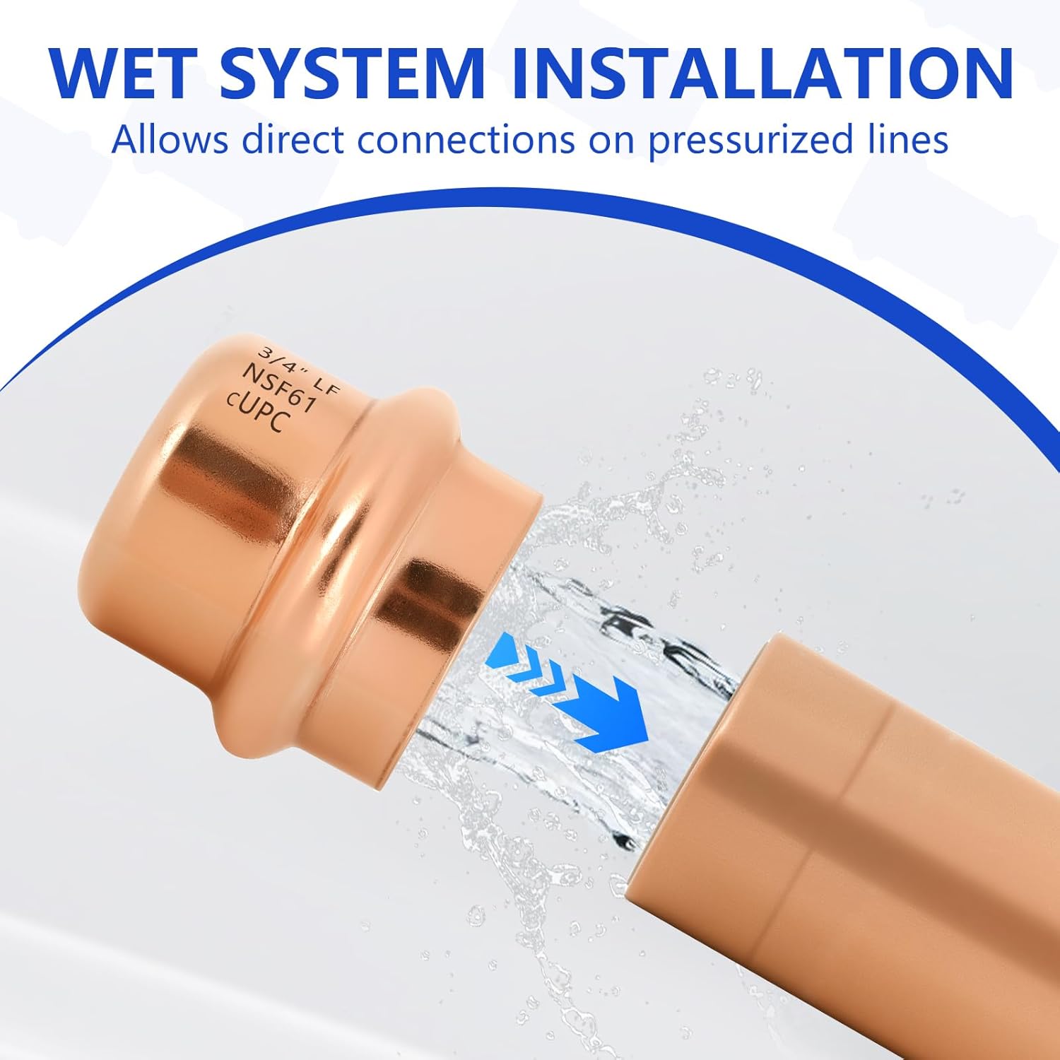 10-Pack YVSKM 3/4" Copper Press Cap, Lead-Free Copper Pipe Fitting End Cap for Press Plumbing Systems, Hot & Cold Water, Potable Water Applications