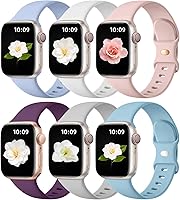 Vista 23 de Maledan Paquete de 6 correas compatibles con Apple Watch de 38mm 40mm 41mm 42mm 44mm 45mm 46mm 49mm, mujeres y hombres, correa deportiva de silicona