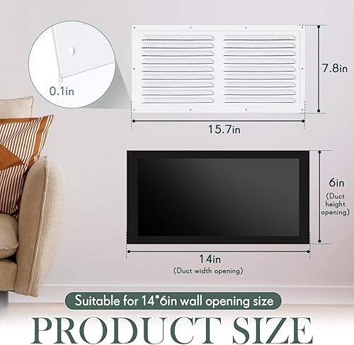 Miniatura 59 de 2 rejillas de ventilación de aluminio a dos aguas de 6 x 6 pulgadas, rejillas de ventilación de metal a dos aguas con tornillo y malla de pantalla