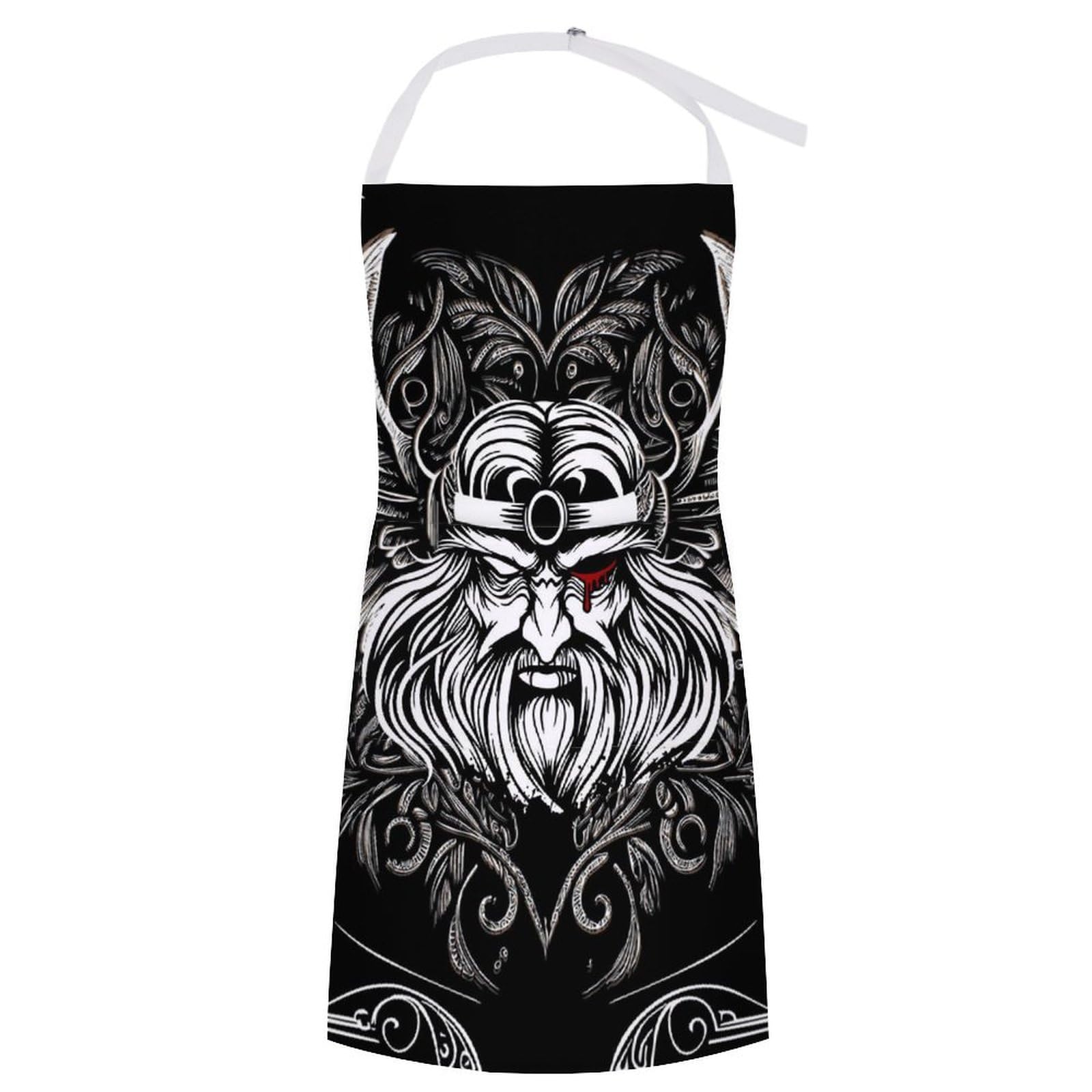 Smazdfxx Unisex As Pic Rustic Viking Skull Raven Kitchen Waterproof Apron For Men Adjustable Cooking Baking Bbq Apron Gift For Adult