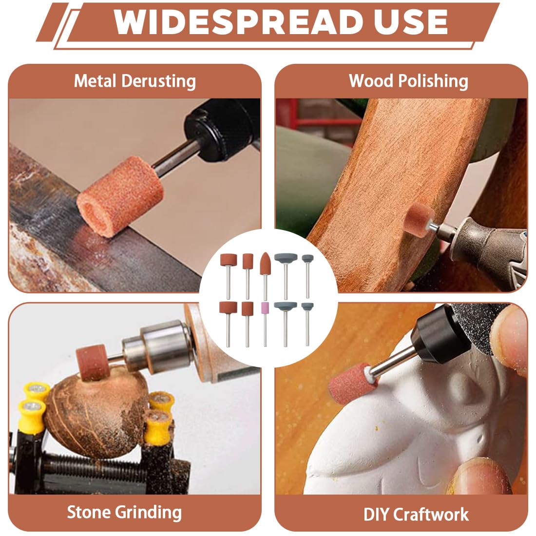 Set di 30 accessori per mole per utensili rotanti, Punte abrasive in corindone, Per avvitatore a batteria, Inserti abrasivi per utensili rotativi Dremel, Per smerigliare e affilare il metallo