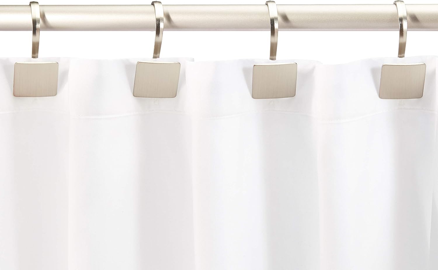 Amazon Basics Shower Curtain Hooks - Classic Square Hooks, Nickel