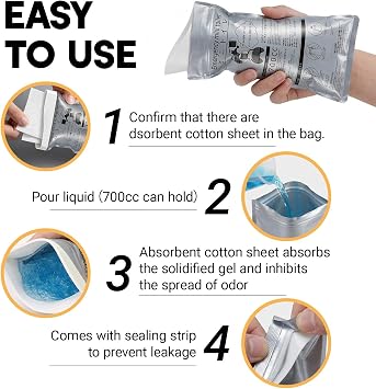 12PCS Disposable Urine Bags,700ML Pee Bags,Mobile Emergency Toilet in Car,Travel Outdoor Urinal Toilet for Camping Toilets,Traffic Jam,Vomit Bags,Portable Toilets for Men Women Kids Patient and Pregna