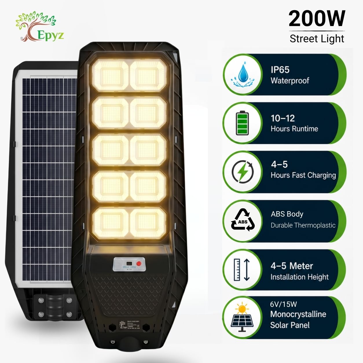 Epyz 200W Solar Street Light - Motion Sensor -4