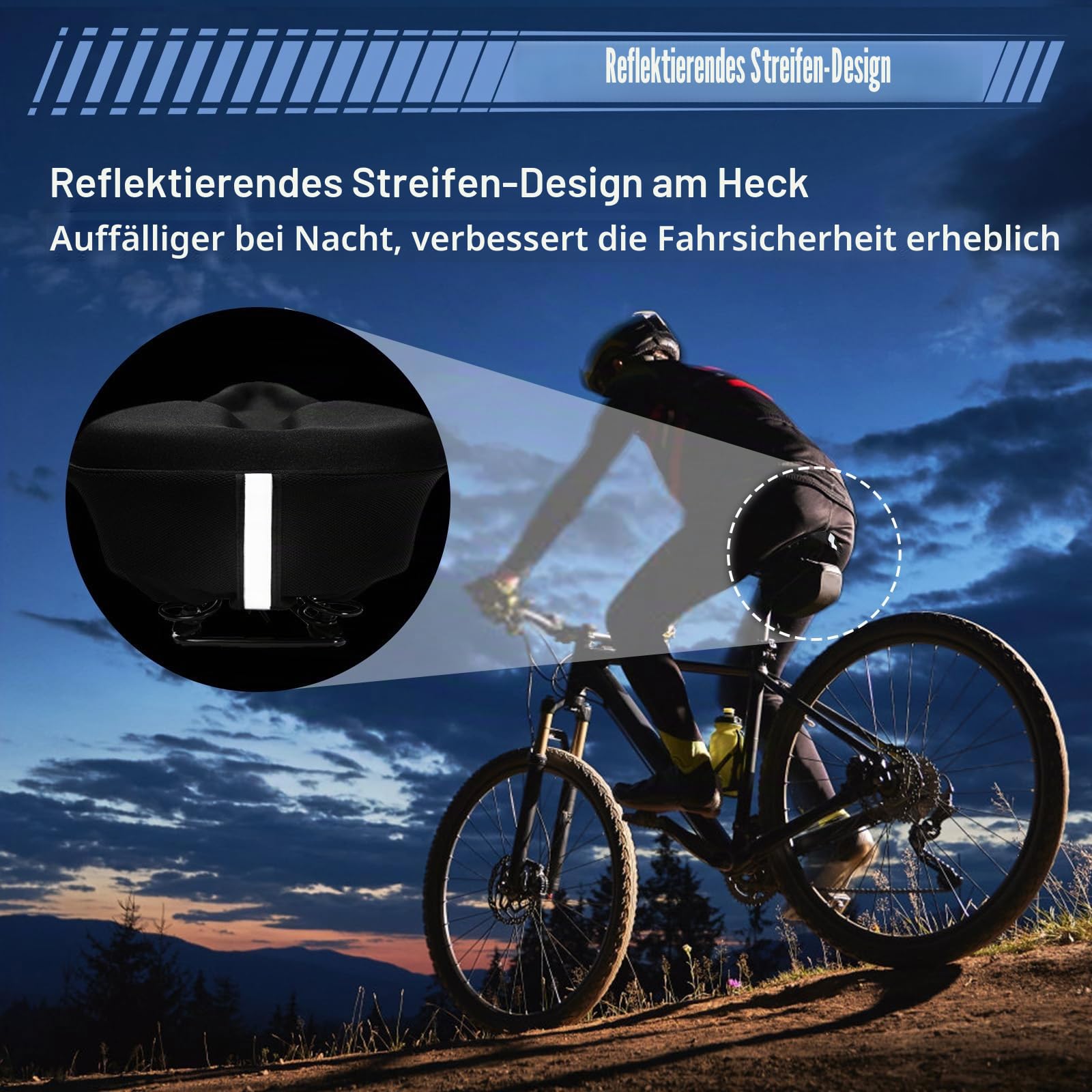 ROADNADO Breiter Fahrradsitzkissenbezug, weich, gepolstert, für Herren und Damen, Fahrradsattelbezug, bequeme Heimtrainer-Sattelkissen für Peloton, Spin, Elektro, Citybike