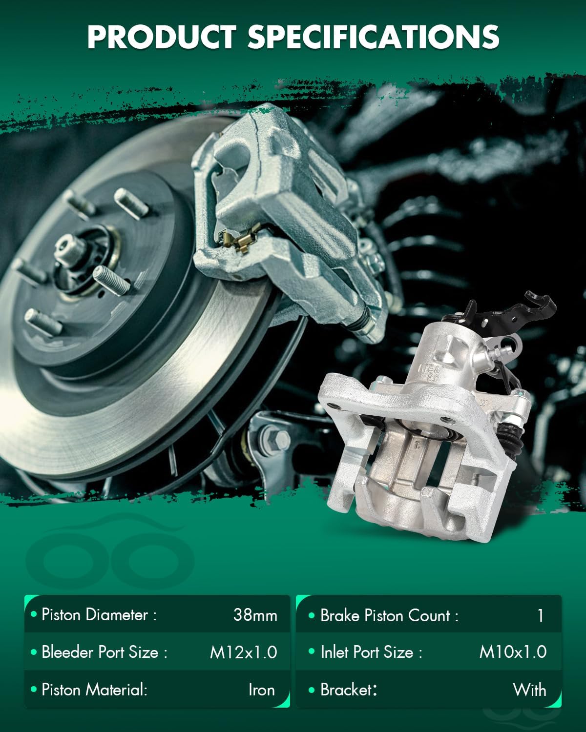 SCITOO Rear Brake Calipers With Bracket 19B6650 19B6651 Compatible For Audi For A3 2010-2013,For Volkswagen For Type 1 2013-2019,For Volkswagen For Golf 2011,For Volkswagen For Jetta 2012-2018