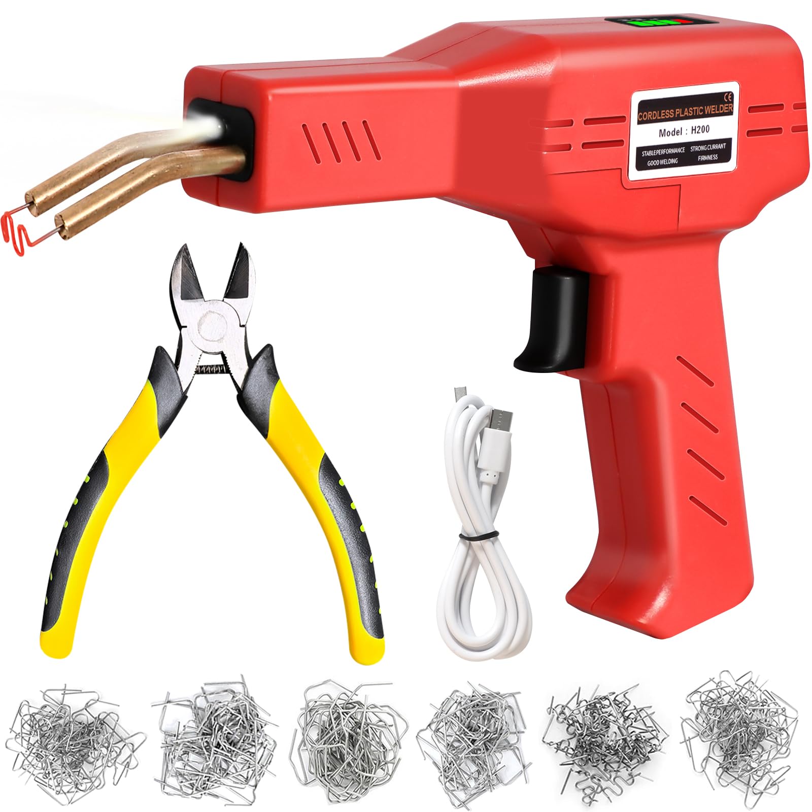 ATOLS Upgraded 220W Cordless Plastic Welder, 1000PCS Staples, USB Rechargeable Cordless Car Bumper Repair Kit with 5000mAh Battery,Hot Stapler Kit, Plastic Welding Kit, Plastic Repair Kit