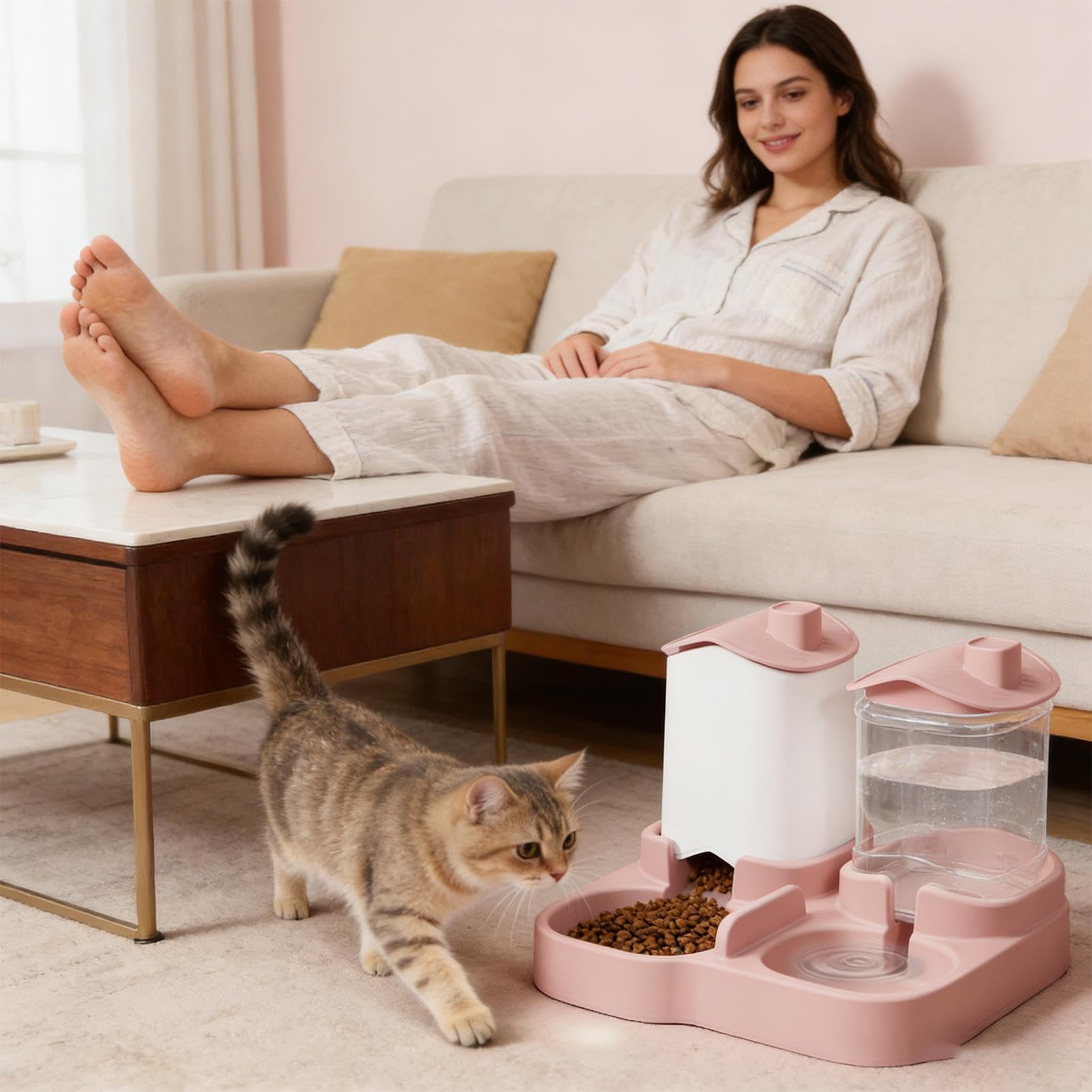 Distributeur d'eau et de Nourriture pour Chat - Bol Anti-Renversement,Distributeur Automatique de Nourriture et d'eau pour Chats - pour Nourrir Chat Chien Lapin et Autres Animaux de
