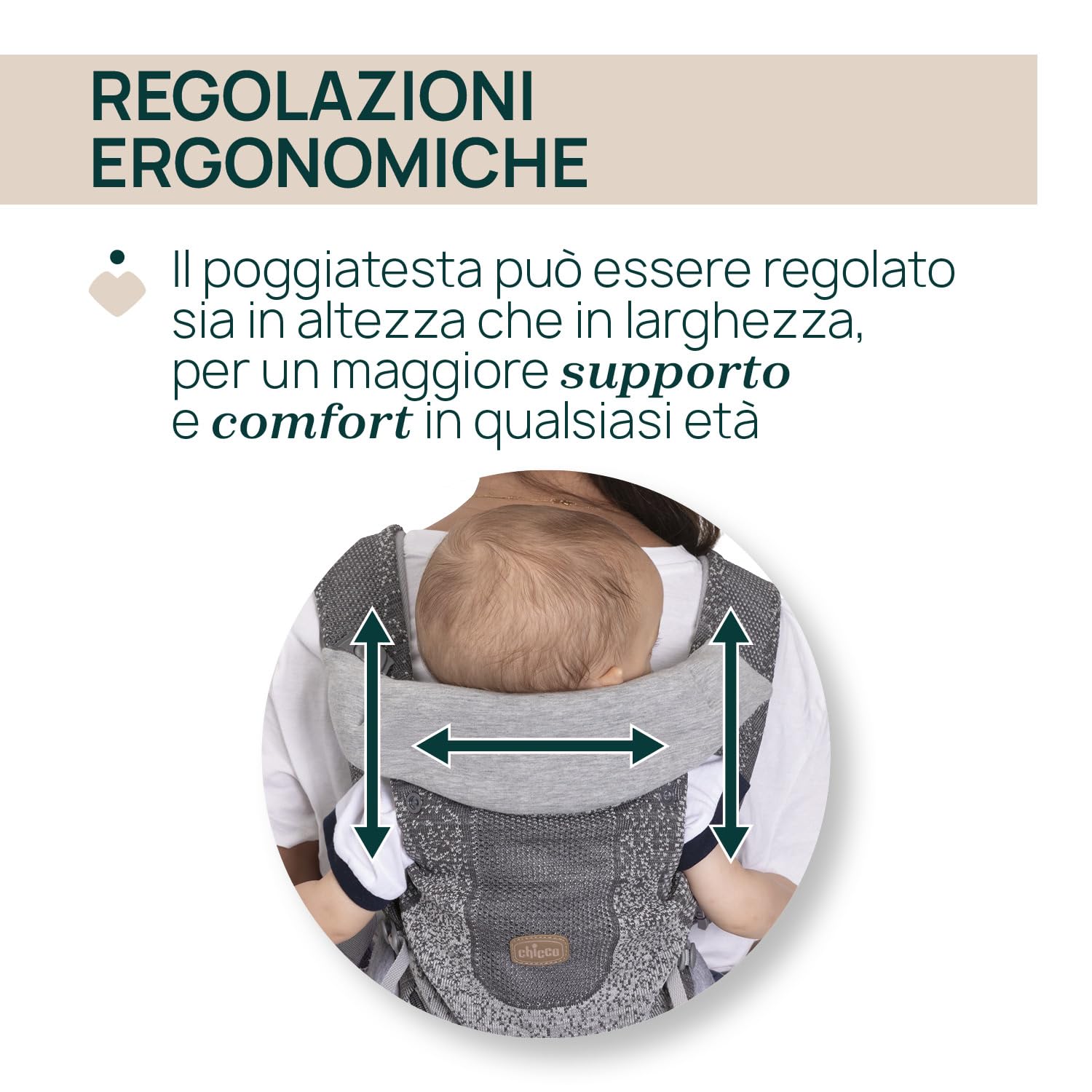 Chicco Airy Hip Fit Marsupio Ergonomico 3-in-1 | Tessuto Traspirante 3D Flyknit, Supporto Base Removibile per Distribuzione Peso | Posizioni Multiple: Fronte Mamma, Fronte Strada e Zaino | 0-15kg
