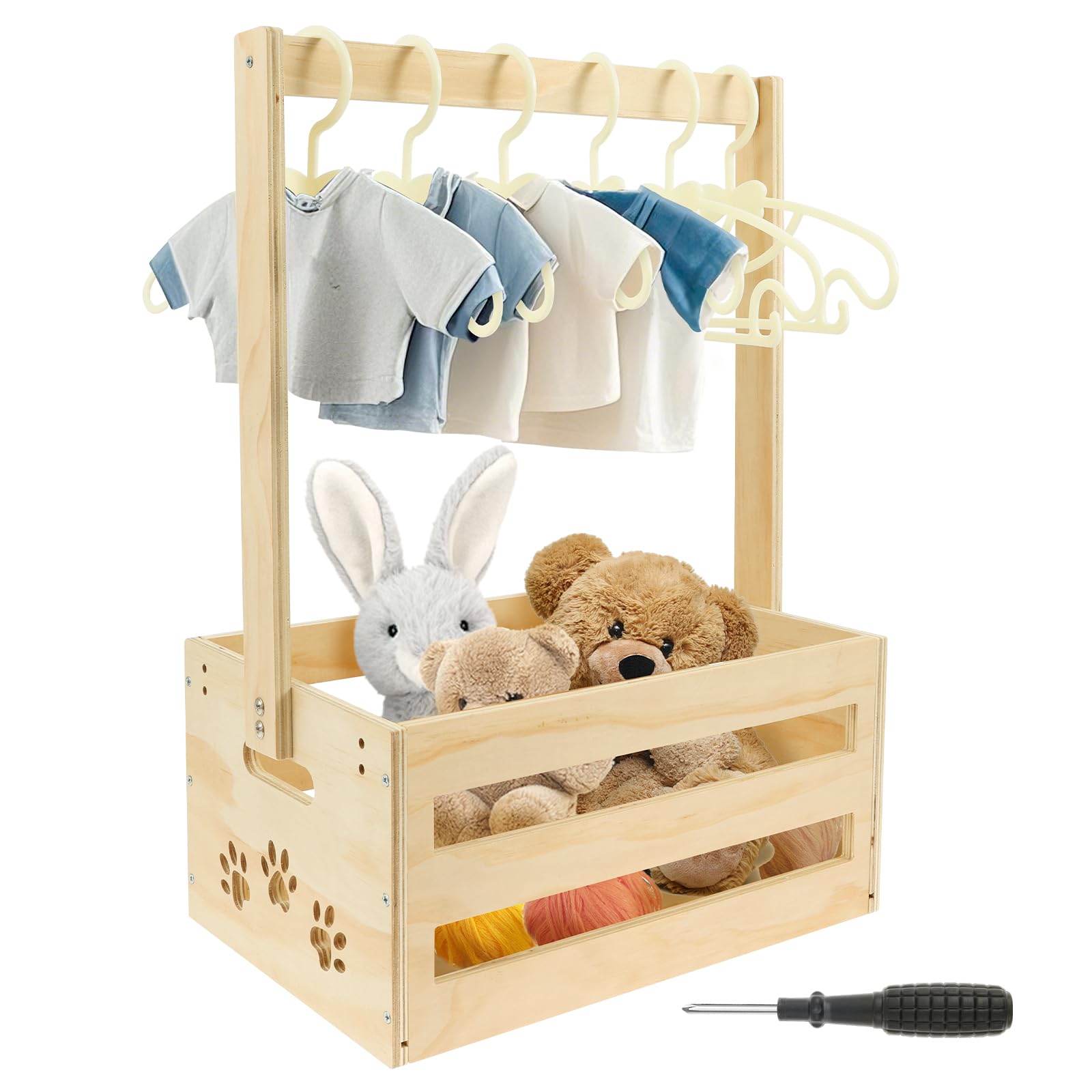 Holz Babykorb Geschenk mit Griff Babyparty Schrank Geschenk Korb Neugeborene Baby Dusche, Baby Shower Wäschekorb für Geburtstage Babypartys Weihnachten Neue Eltern (H)
