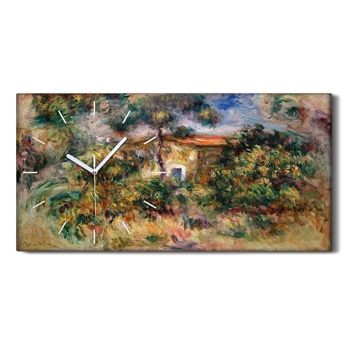 Horloge sur toile sans tic tac déco murale silencieuse 60x30cm pour salon calme