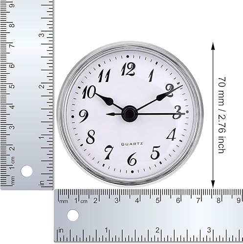 Miniatura 7 de Inserto de reloj de cuarzo de 2.8 pulgadas/2.756 in, borde dorado, número arábigo, movimiento de cuarzo (borde plateado)