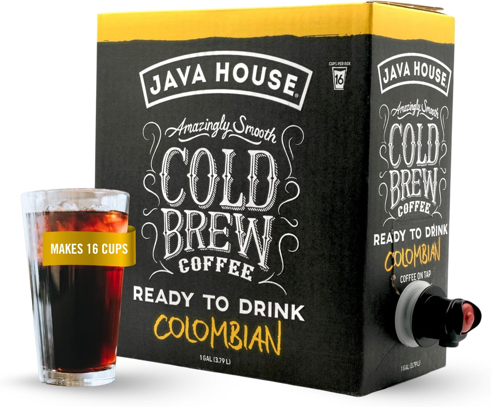 Java House Cold Brew Coffee On Tap, (128 Fluid Ounce Box) Not a Concentrate, No Sugar, Ready to Drink Liquid (Colombian Roast)
