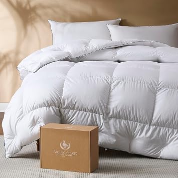 Pacific Coast Comforter King Size, Filled in White Goose Down Bedding Comforter King Size,All Season White Luxury Hotel Fluffy Duvet Insert, 106"x90"