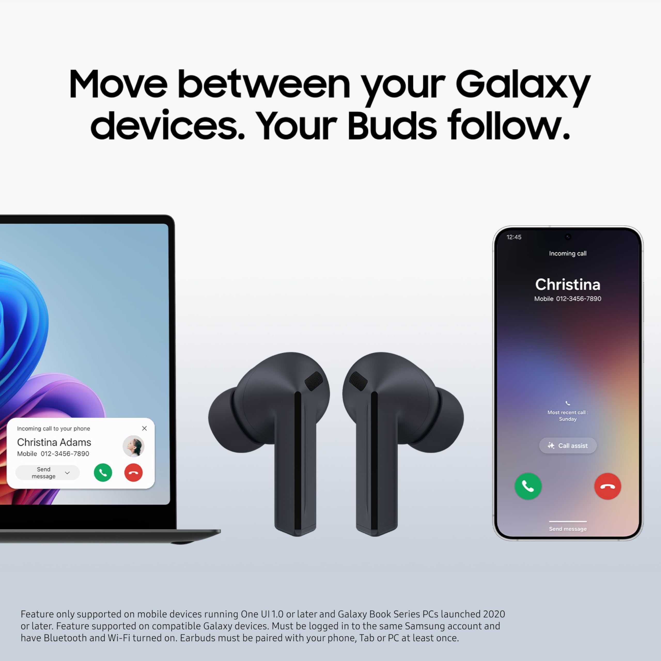 SAMSUNG Galaxy Buds 3 FE (2025) Auriculares Bluetooth inalámbricos verdaderos, cancelación activa de ruido, sonido potente, llamadas claras, batería de larga duración, IA manos libres, color negro