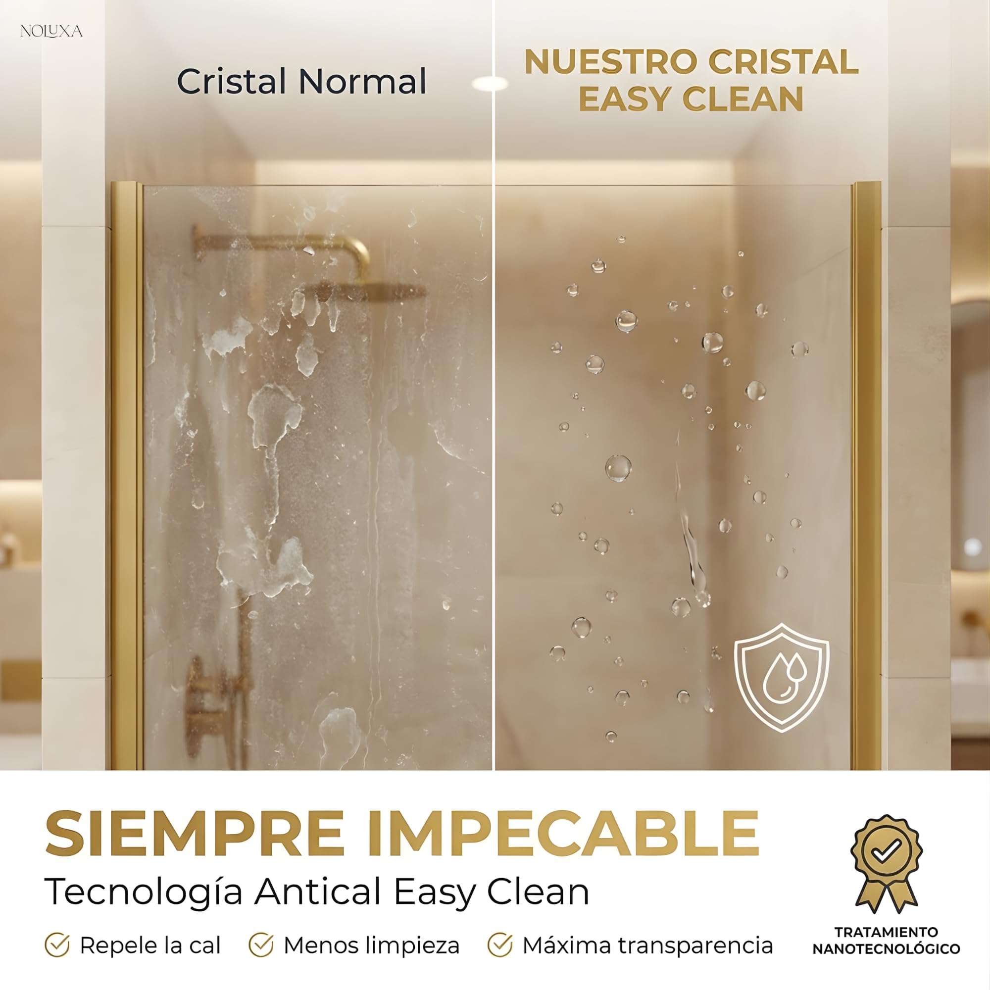 GME - Mampara Bañera Fija Cromo 85cm Frontal con Brazo de Sujeción | Mampara de Cristal Antical y Perfilería de Aluminio con 150cm de Altura | Vidrio con Grosor 8mm
