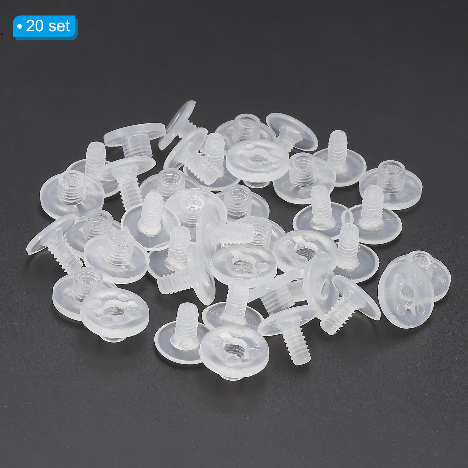 PATIKIL 10mm Viti Chicago, 20 Set Viti Chicago in Plastica, per Rilegatura, Rivetti, per Cinture in Pelle, Album Fotografici, Trasparente