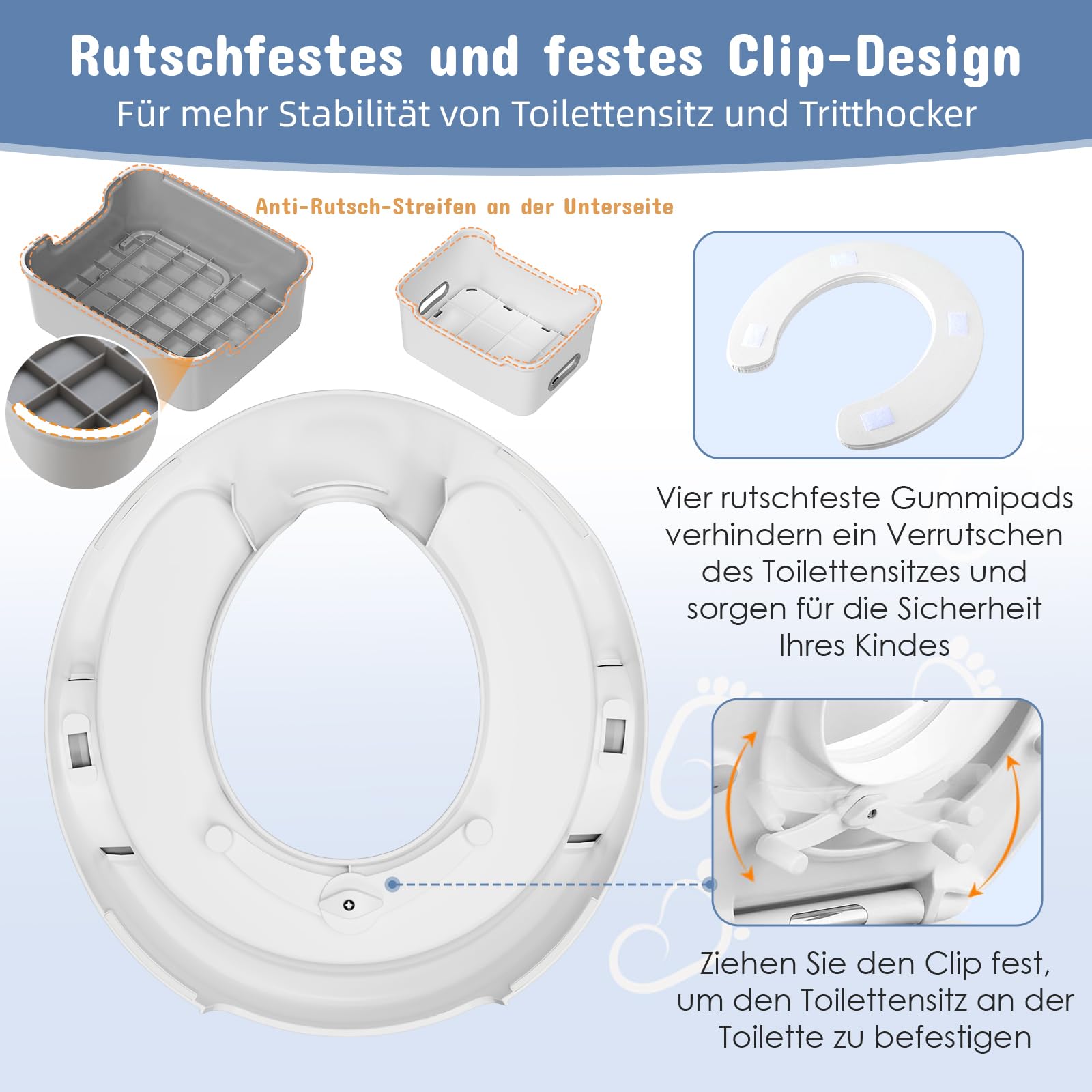 MAMIZO Réducteur Toilette Enfant avec 2 Marches Pied Enfant Transportable, Rehausseur WC Enfant pour Bébé de 1 à 8 ans, Adaptateur Toilette Enfant avec Marche Pied Bébé, Anti-éclaboussure