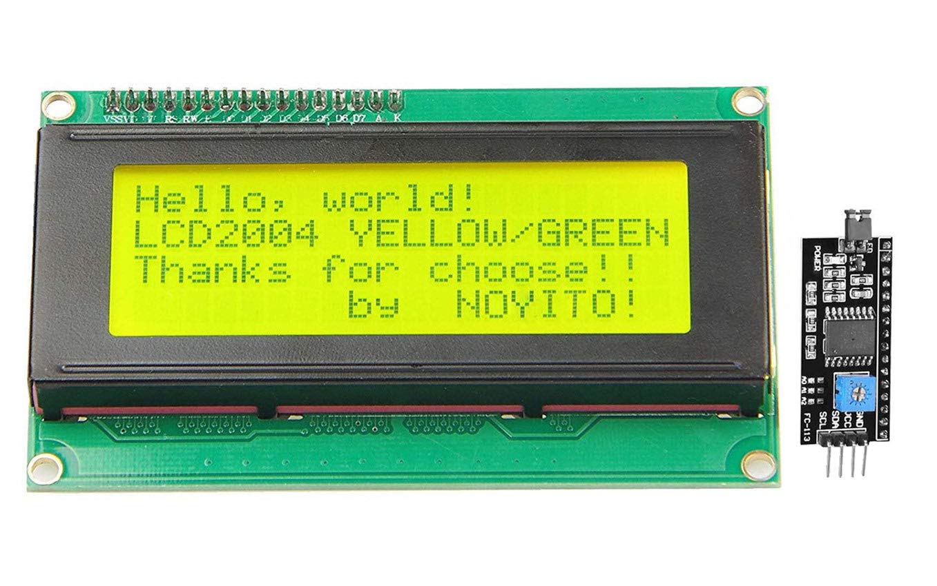 NOYITO 2004 20x4 LCD Module Shield Yellow-Green Backlight with IIC I2C Driver Serial Interface for UNO R3 MEGA2560 (Yellow-Green Backlight)