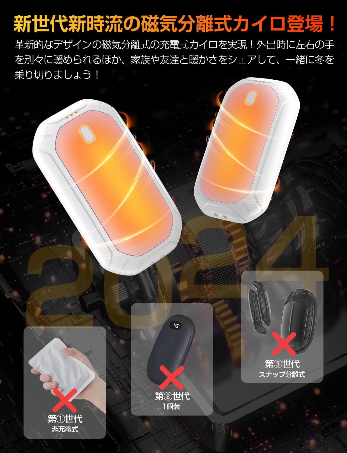 Amazon.co.jp : 【速暖！2023年寒い冬♡2個セット・マグネット分離式