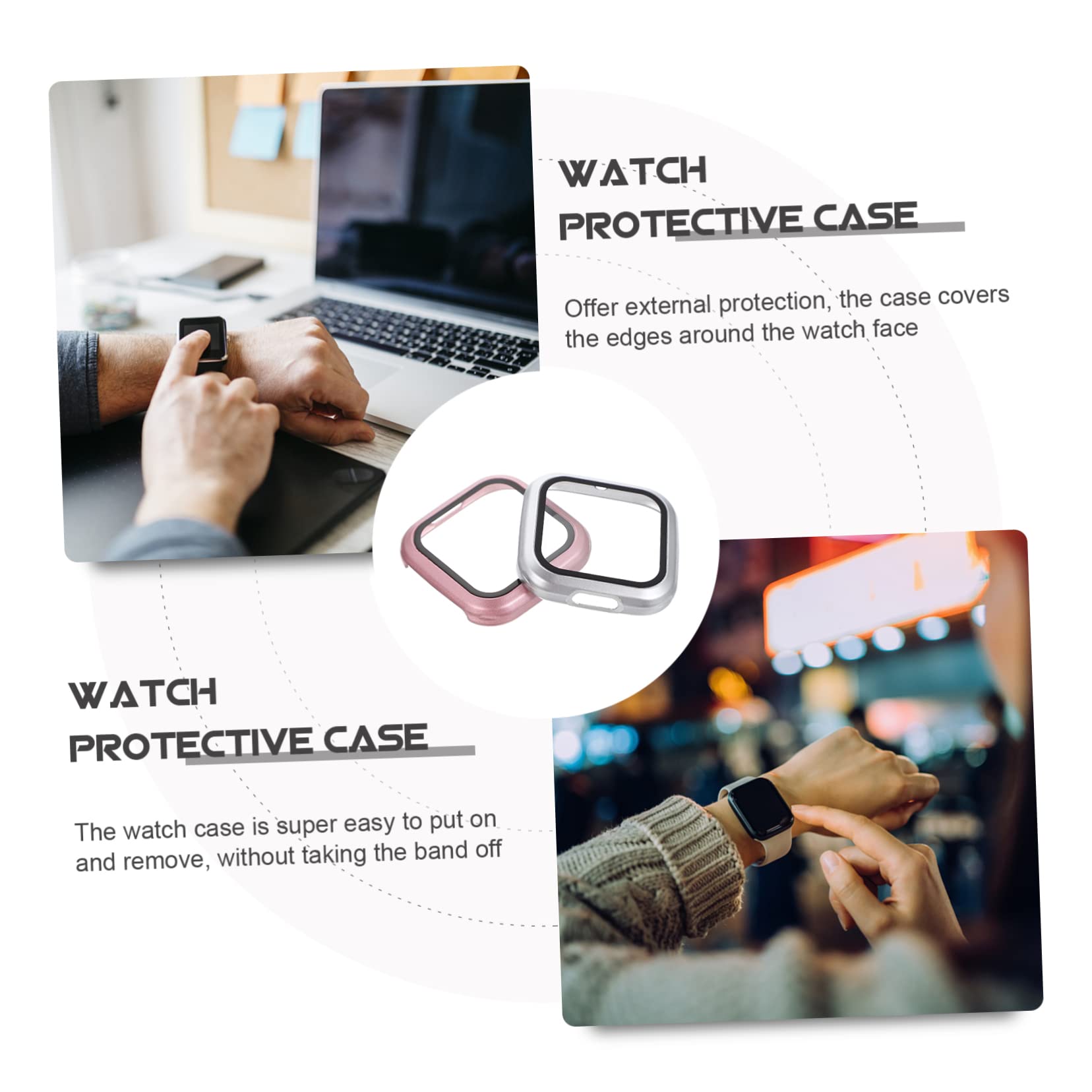 Gatuida 10stücke Schutzgehäuse Für Pc Und Gehärtete Glas-schutzfolie Kratzfest Und Stoßfest Idealer Schutz Für Ihre Smartwatch Roségold