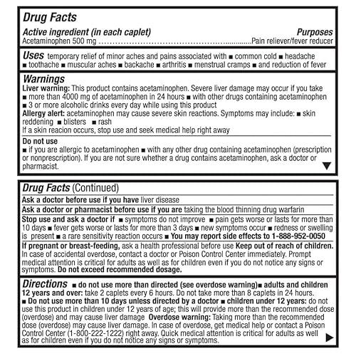 Healtha2Z Extra Strength Pain Relief, 500 Caplets, Acetaminophen 500Mg #TOP3