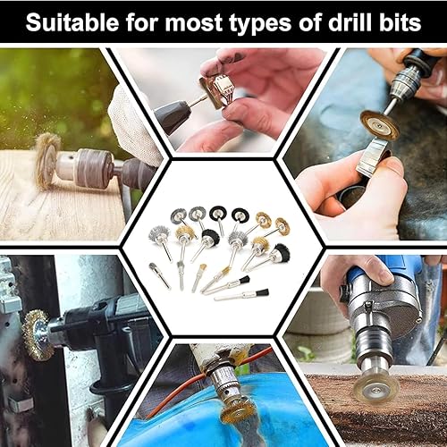 Miniatura 8 de Juego de cepillos de alambre para rueda de alambre, juego de cepillos de taladro de alambre revestido de aluminio, kit de accesorios para amoladora