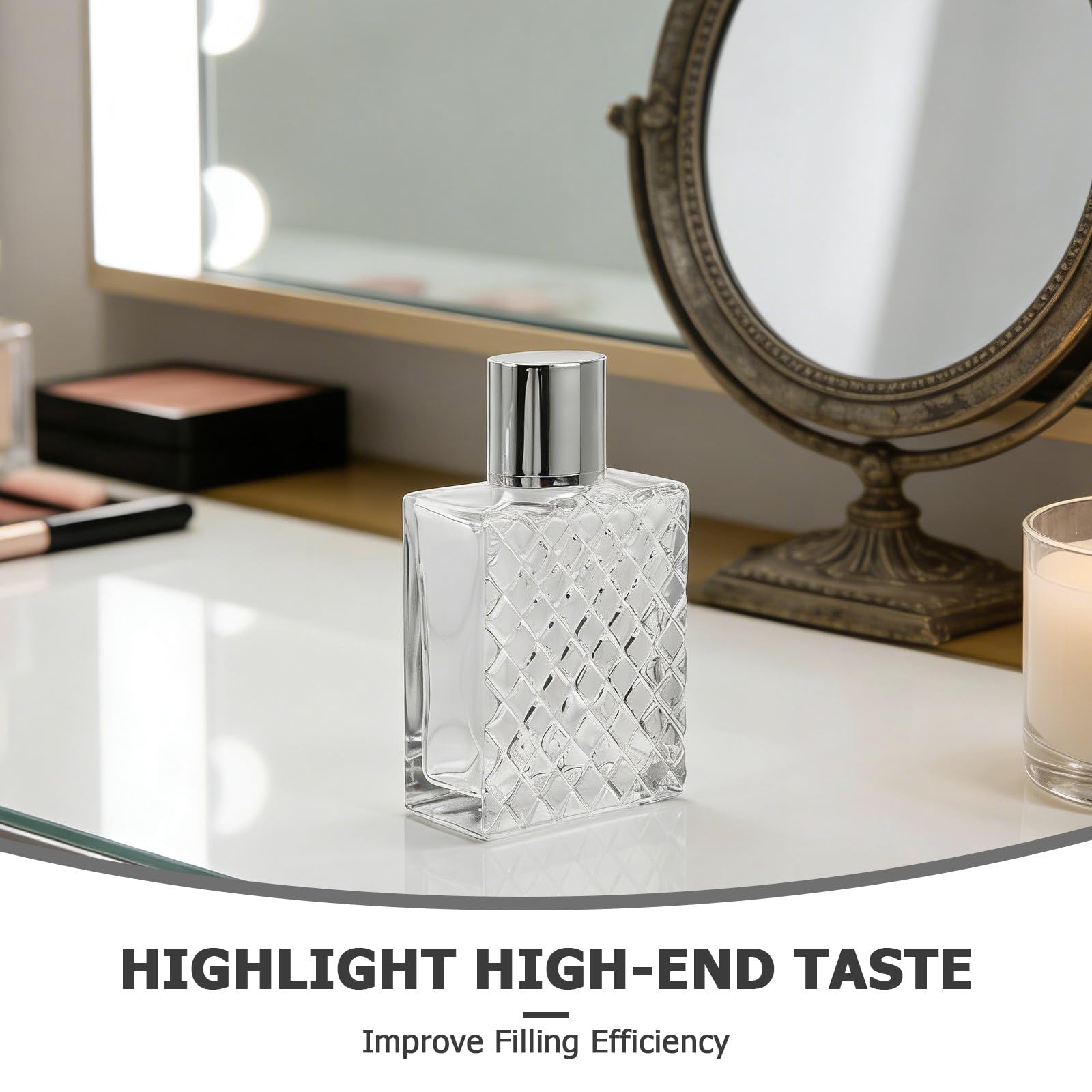 4 wielokrotnego użytku szklane atomizery do perfum, 100 ml, srebrna nakrętka i pompka rozpylająca, w zestawie lejek, słomka i naklejka, pusta butelka na zapach do podróży, na imprezy