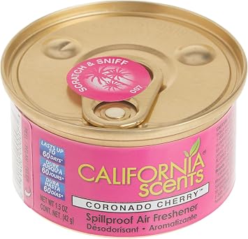 Can Air Freshener and Odor Neutralizer by California Scents, Set of 12 Spillproof Cans for Home and Car, Coronado Cherry, Fresh and Bold, 1.5 Oz Each