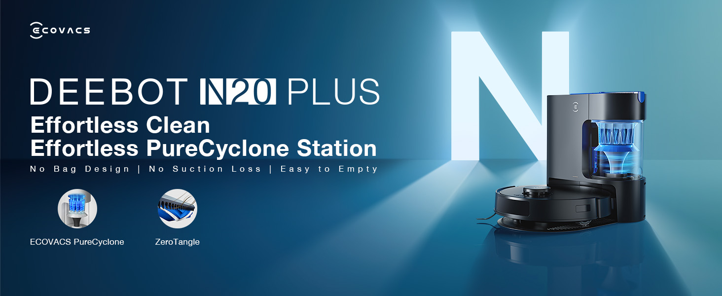 ECOVACS DEEBOT N20 Plus Robot Vacuum and Mop,with Bagless Self